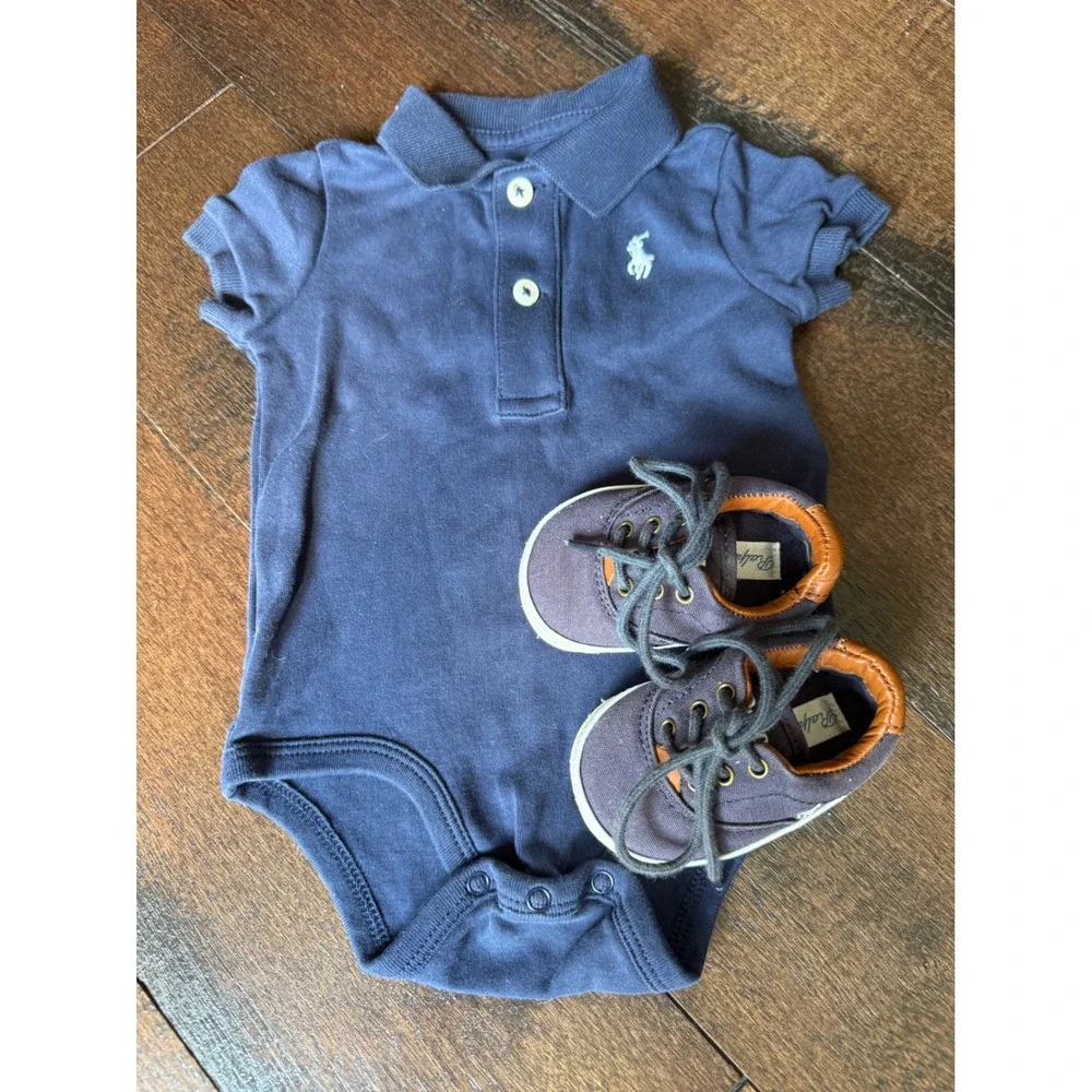 Ralph Lauren Polo 3 months Bodysuit & Shoes 1 Navy Preppy Infant Set